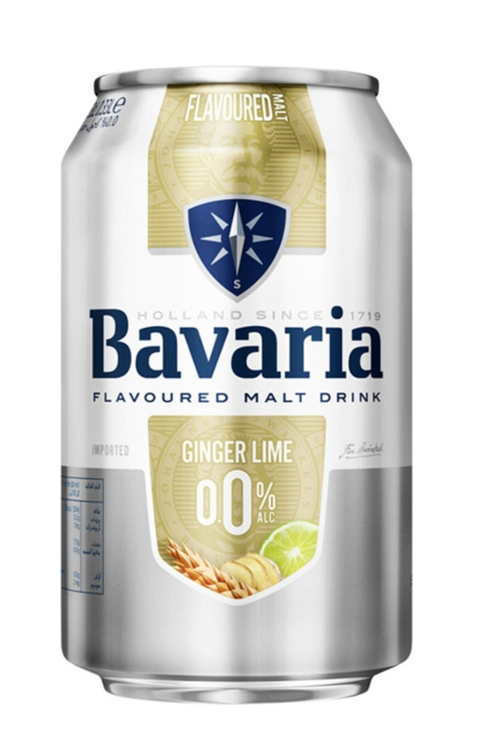 نوشیدنی مالت بدون الکل باواریا با طعم لیمو و زنجبیل 330 میلی لیتر Bavaria