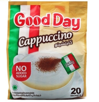 کاپوچینو فوری بدون شکر همراه پودر کاکائو 20 عددی گوددیGood Day cappuccino no added sugar with cocoa powder 20 pc