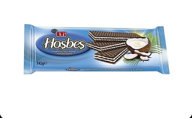 ویفر شکلاتی سه لایه هوش بش پر شده با کرم نارگیلی 142 گرم اتی ETi Hosbes