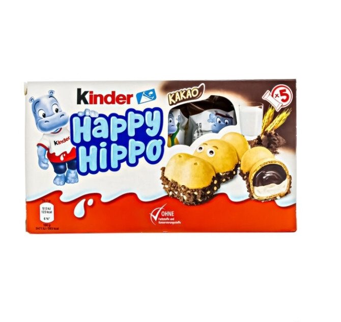 شکلات کیندر Kinder مدل Happy Hippoبسته ۵ عددی با طعم کاکائویی 103 گرم