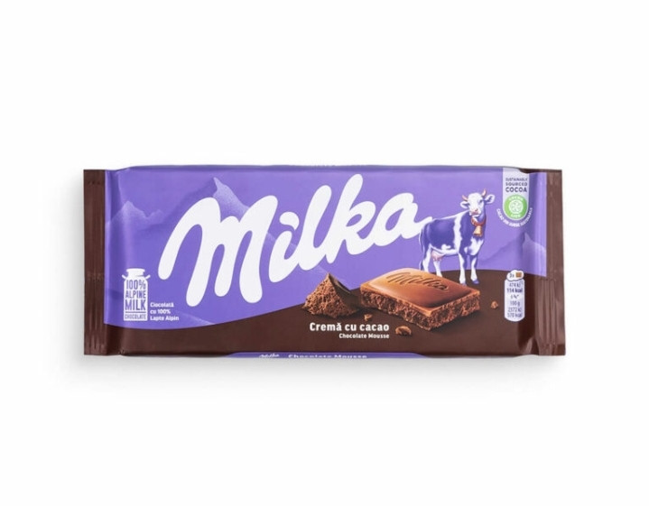 شکلات شیری تخته ای میلکا حاوی مغز دسر موس شکلاتی 100 گرم