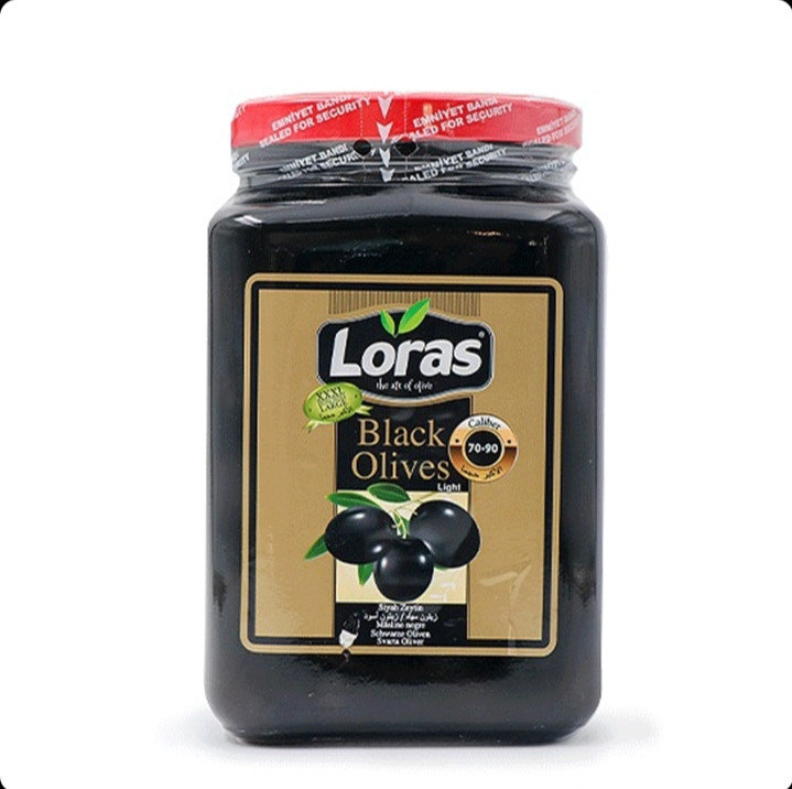 زیتون سیاه دانه درشت 1500گرم(۹۰۰ گرم زیتون خالص) لوراس Loras