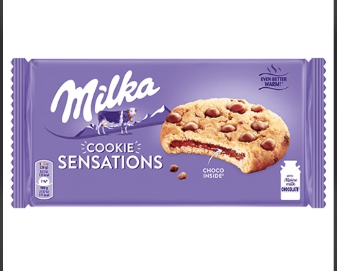 کلوچه سوئیسی میلکا سنسیشنmilka sensations cookiesبا تکه های شکلات وزن 156گرم