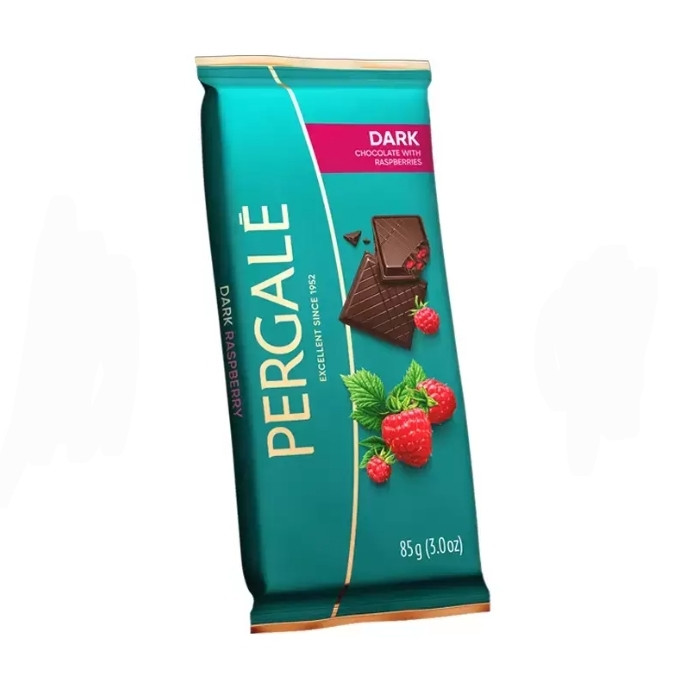 شکلات تخته ای تلخ طعم تمشک پرگاله 85 گرم لیتوانی Dark chocolate PERGALE with raspberries 85 gr