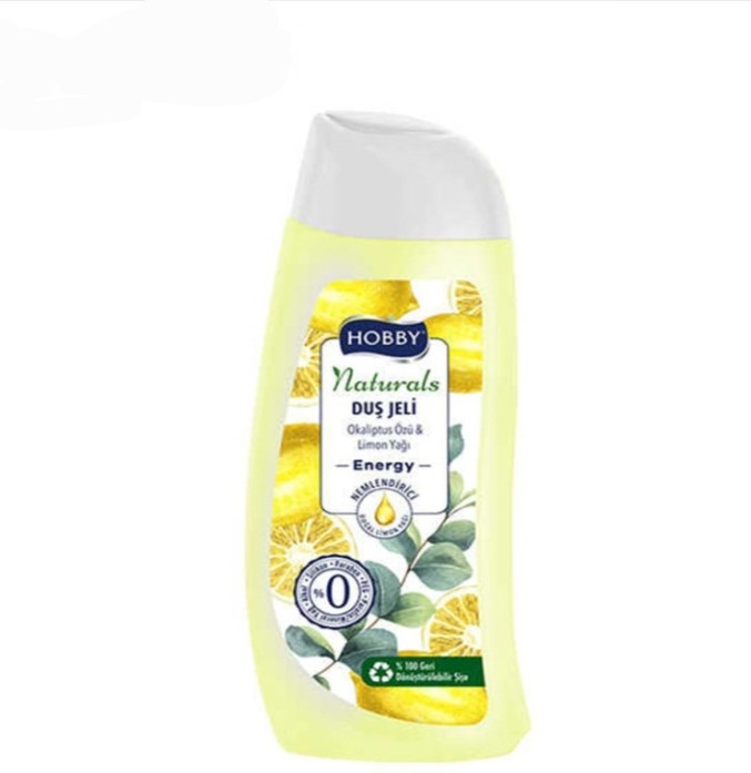 شامپو بدن نرم کننده پوست هوبی Hobbyحاوی عصاره اکالیپتوس و روغن لیمو مدل Naturals Energy حجم 500 میلی لیتر