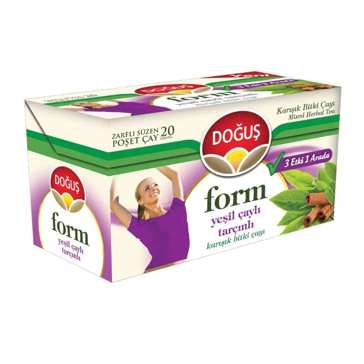 چای سبز کیسه ای دوغوش Doğuş با طعم دارچین بسته 20 عددی