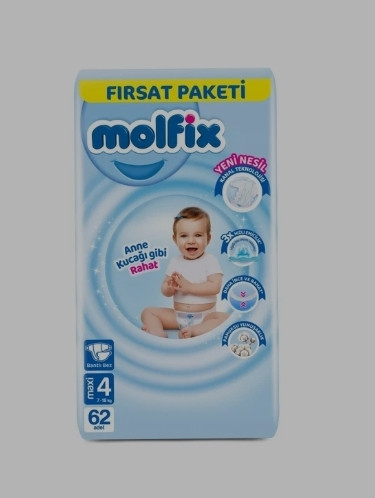 پوشک چسبی مولفیکس ترکیه سایز ۴ بسته ۶۲ عددی Molfix