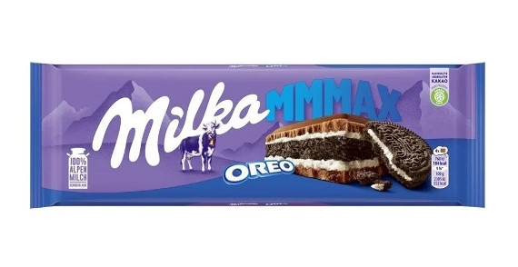 شکلات تخته ای میلکا با مغز بیسکوییت اورئو سری مکس وزن ۳۰۰ گرم milka mmmax oreo