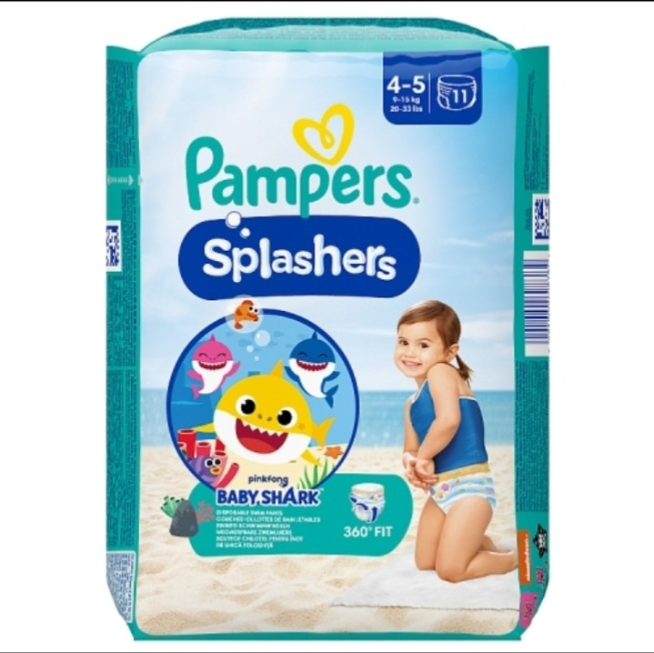 پوشک بچه استخری بسته 11 عددی برند پمپرز Pampers مدل Splashers سایز 5-4محصول هلند