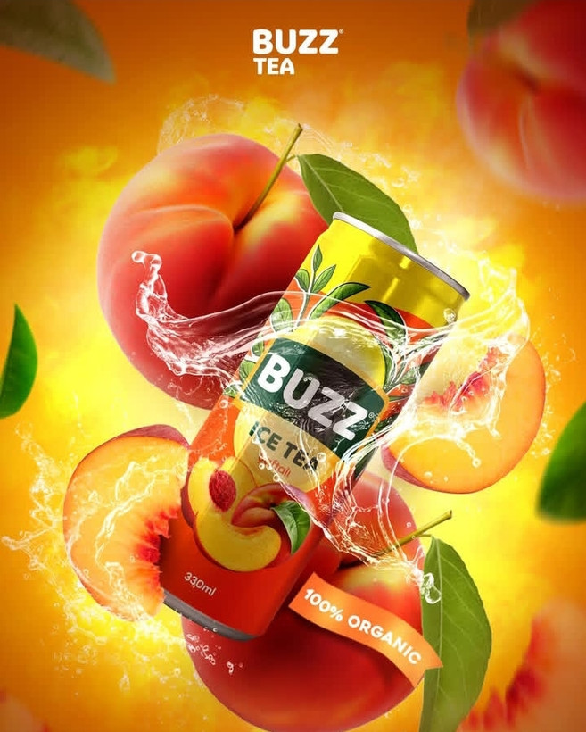 چای سرد ارگانیک بوزز buzz با طعم هلو 330 میلی لیتر