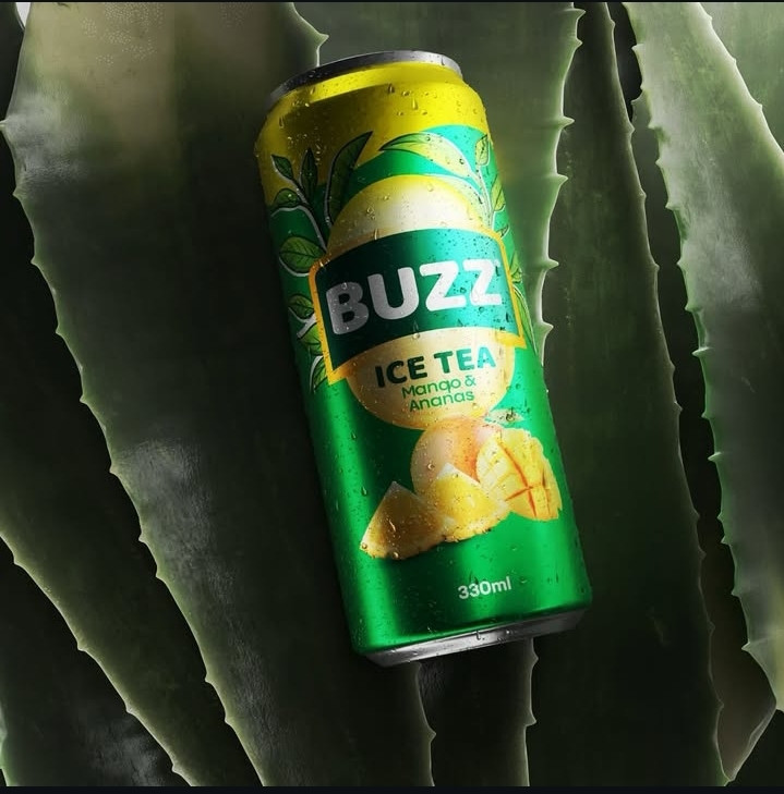چای سرد ارگانیک بوزز buzz با طعم آناناس و انبه حجم 330 میلی لیتر
