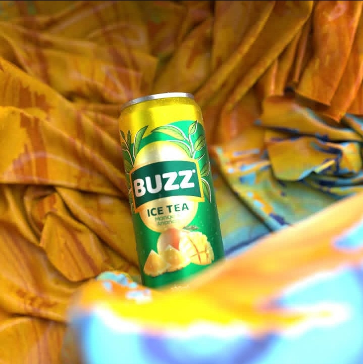 چای سرد ارگانیک بوزز buzz با طعم آناناس و انبه حجم 330 میلی لیتر