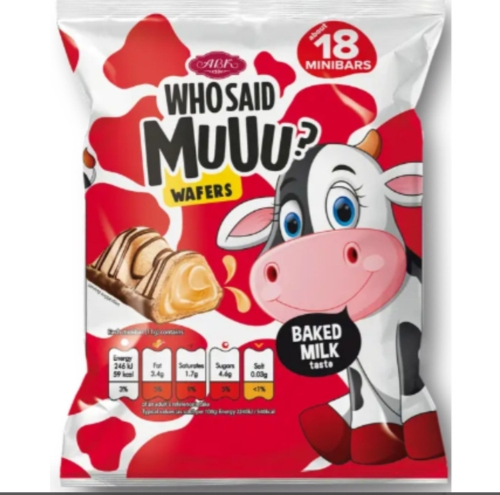 شکلات بار گاوی ای بی کی با مغز کرم شیری پخته ABK Who Said MuUu بسته 18 عددی وزن 200 گرم