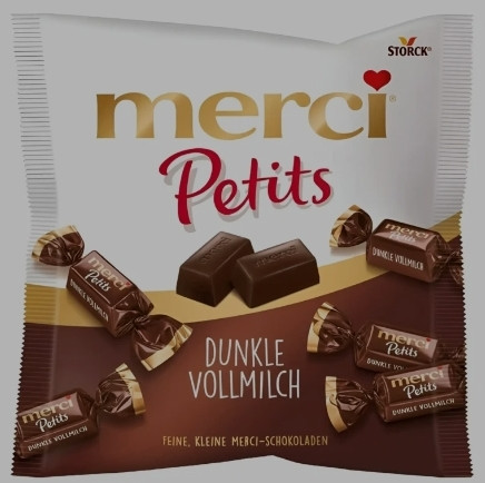 شکلات مرسی پتیتس با کرم کاکائو تلخ Merci Petits dunkle Vollmilch وزن 125 گرم