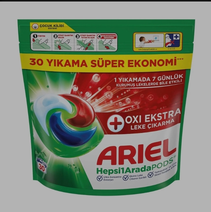 بالشتک لباسشویی آریل Ariel مدل All In One بسته 30 عددیفرمول سهمرحلهای برای پاککنندگی، لکهزدایی و روشنکنندگی