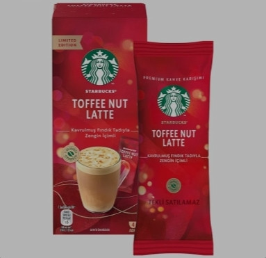 قهوه فوری لاته تافی نات استارباکس Starbucks مدل Toffee Nut Latte با طعم فندق بسته 23×4 گرمی