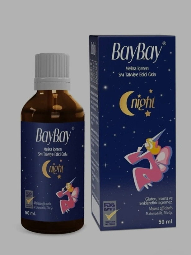 قطره شب با بادرنجبویه و عصاره بابونه برای کودکان و بزرگسالان مبتلا به مشکلات خواب 50 میلی لیتر برند BayBay