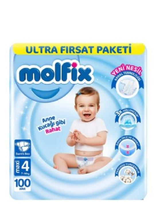 پوشک کودک مولفیکس مدل Ultra Firsat paketi سایز 4 بسته 100 عددی