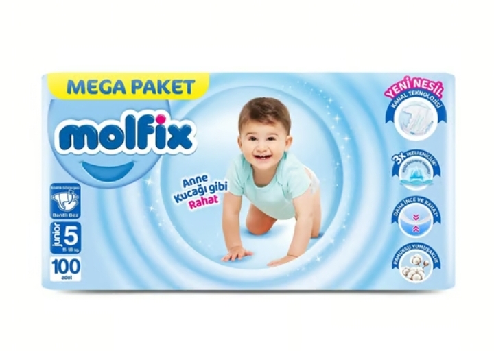 پوشک کودک مولفیکس مدل Ultra mega paketi سایز 5 بسته 100 عددی