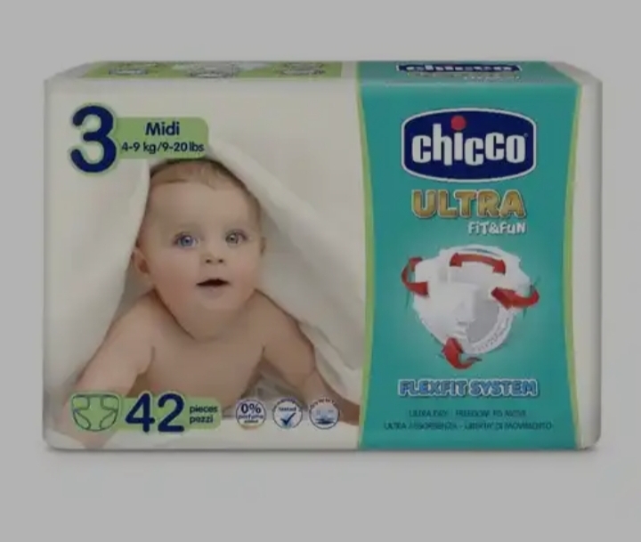 پوشک بچه ایتالیایی چیکو الترا Fun & Fit Ultra Chicco سایز ۳ – بسته 42 عددی